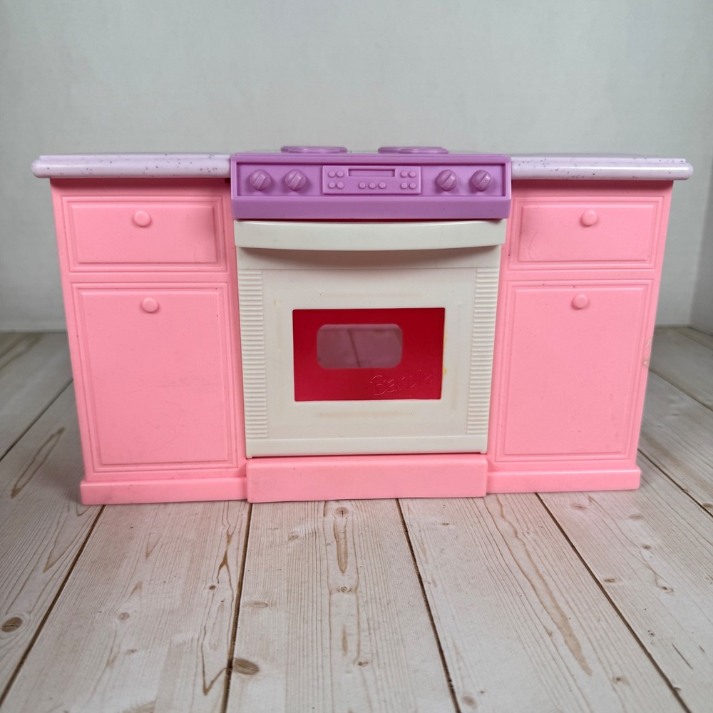Vintage Barbie Kitchen Oven Stove 1996 Mattel Pink Doll Furniture Appliance